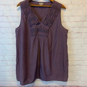 J. Jill plum v-neck top blouse XL silk cotton